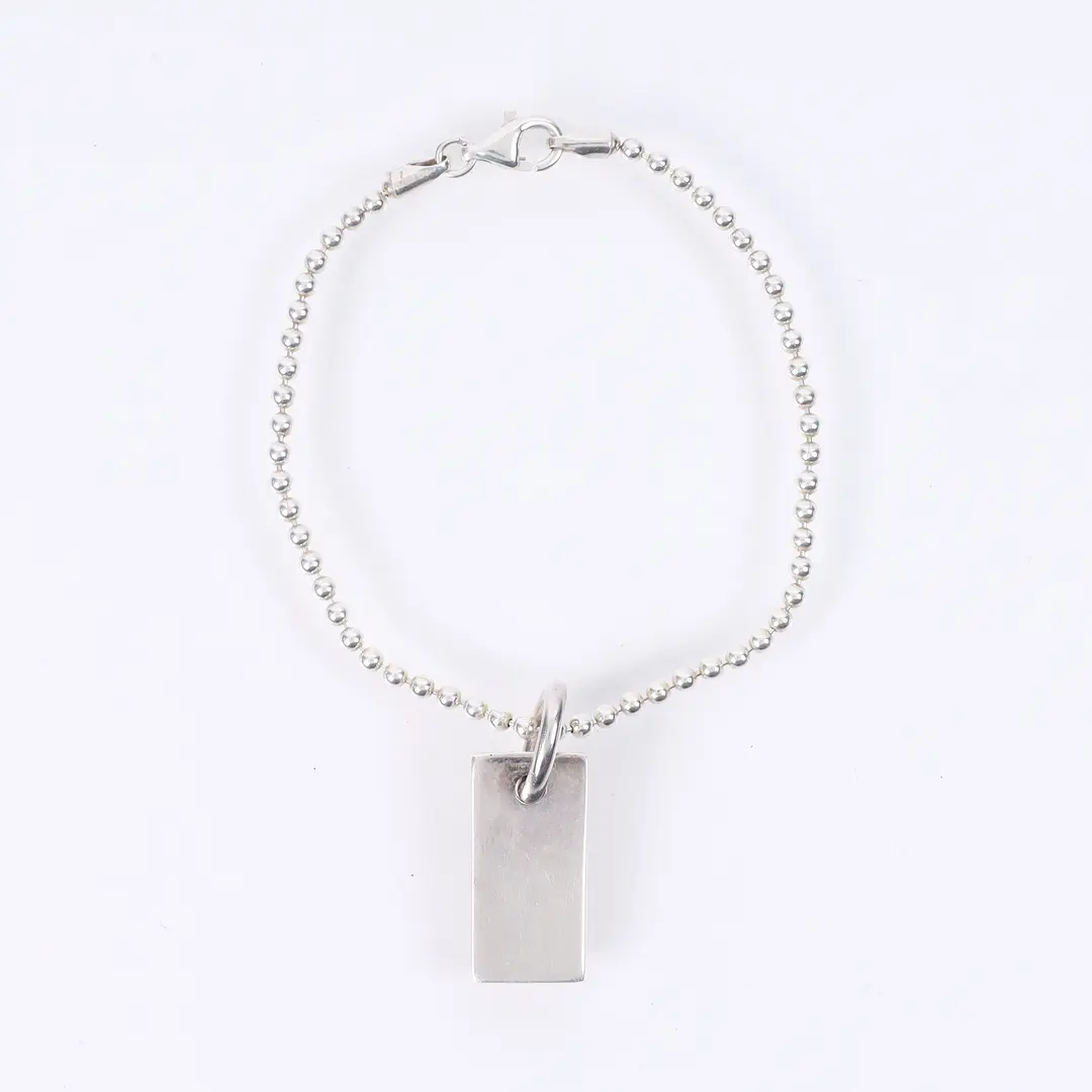 Gucci Dog Tag Silver Ball Chain Bracelet