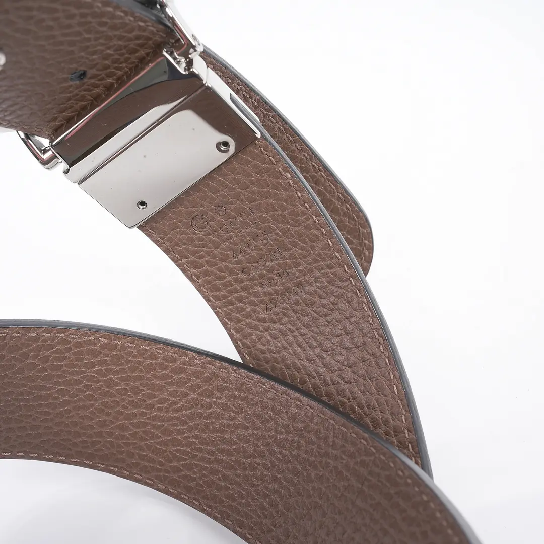 Gucci Interlocking G Black Brown Leather Belt