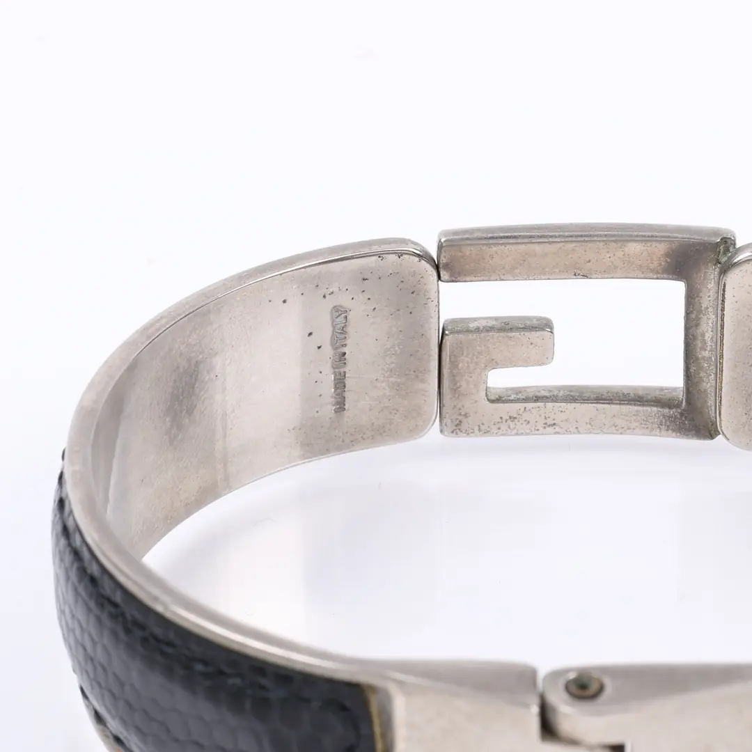 Gucci G Logo Black Lizard Leather Bangle Bracelet