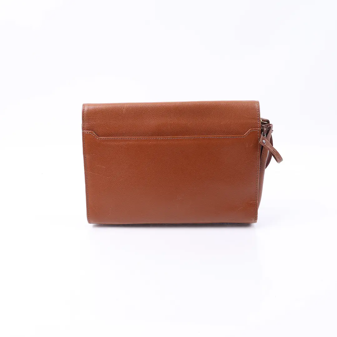 Saint Laurent Vintage Envelope Brown Leather Clutch