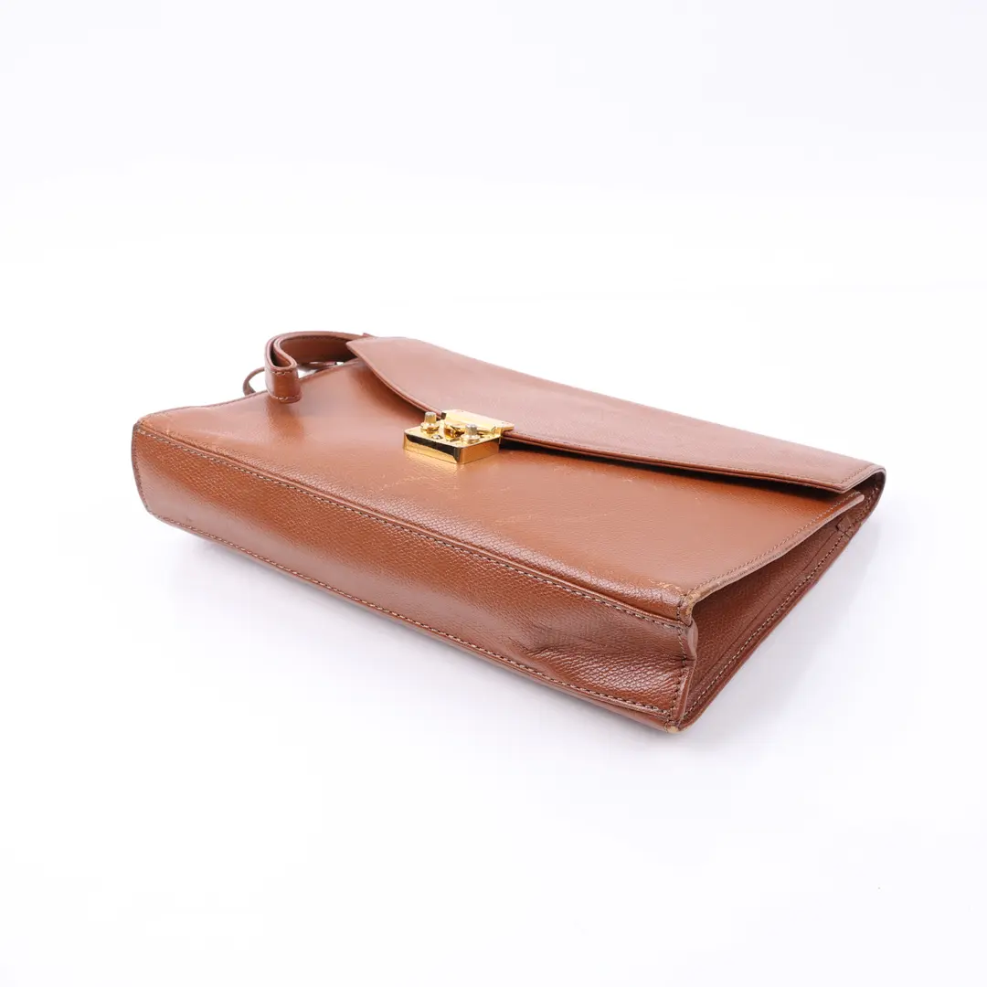 Saint Laurent Vintage Envelope Brown Leather Clutch