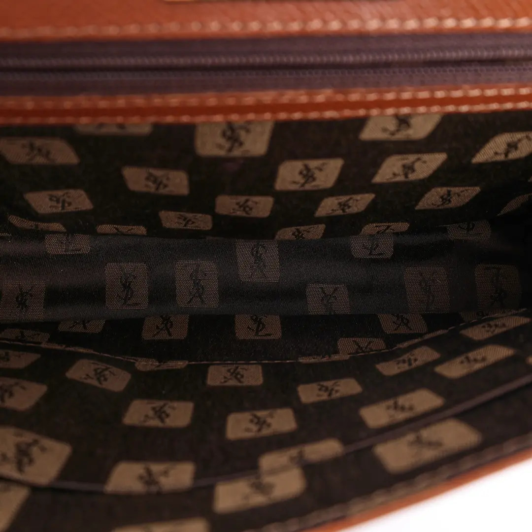 Saint Laurent Vintage Envelope Brown Leather Clutch