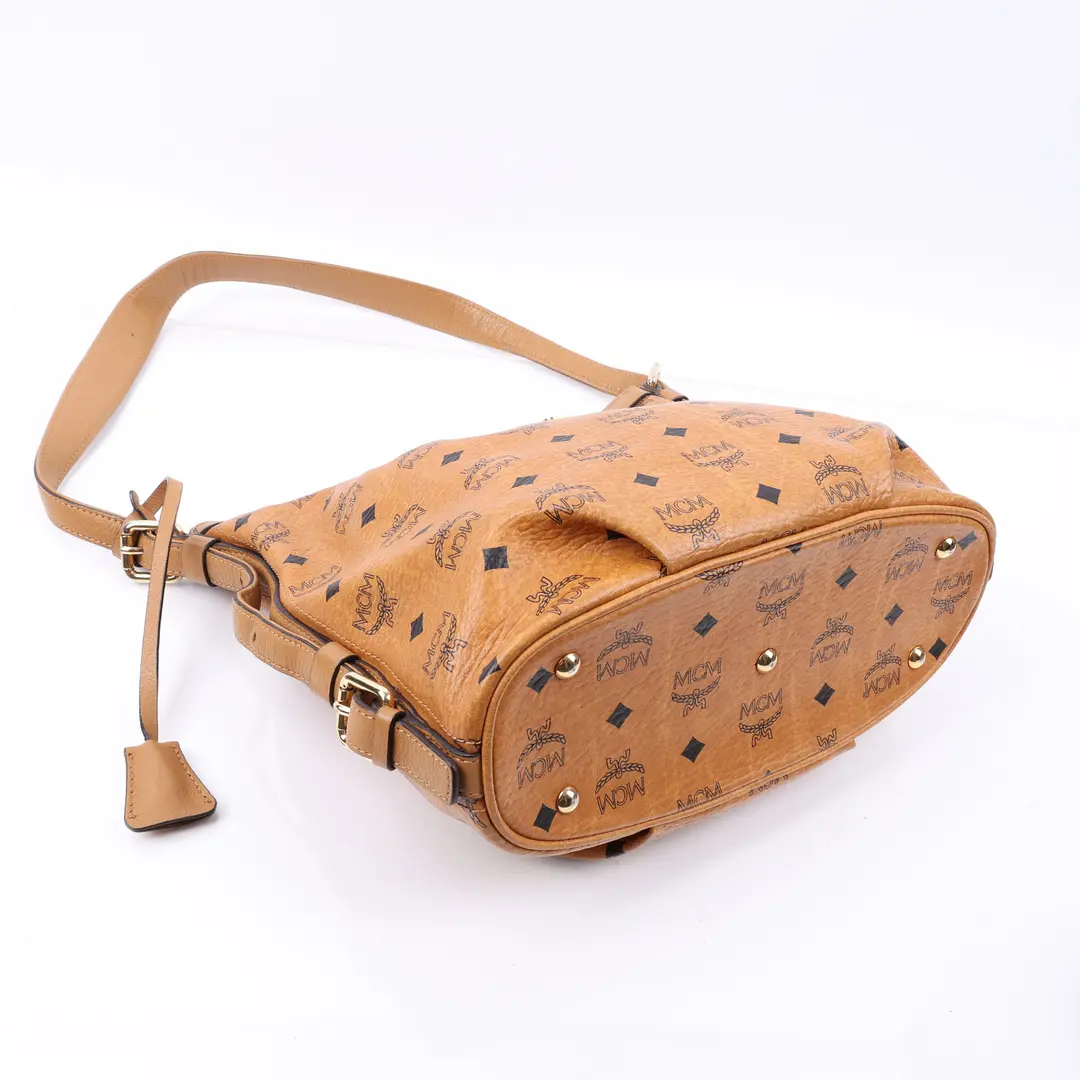 MCM Visetos Hobo Brown Canvas Shoulder Bag