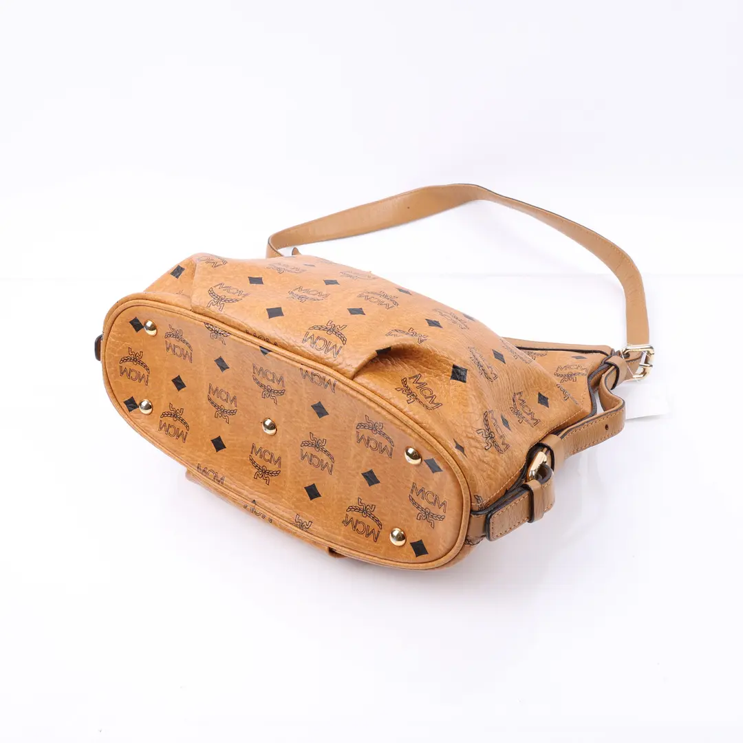 MCM Visetos Hobo Brown Canvas Shoulder Bag