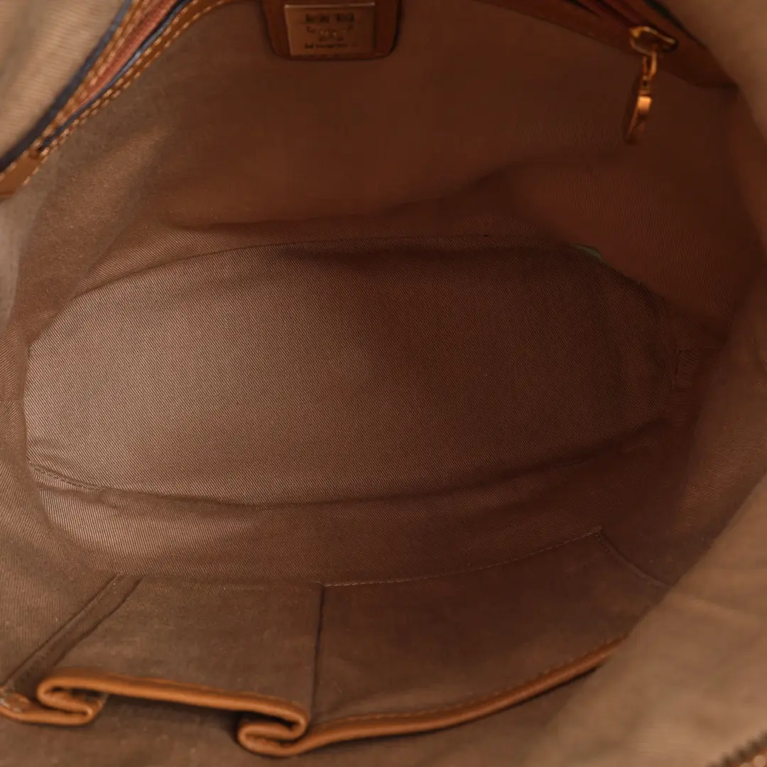 MCM Visetos Hobo Brown Canvas Shoulder Bag