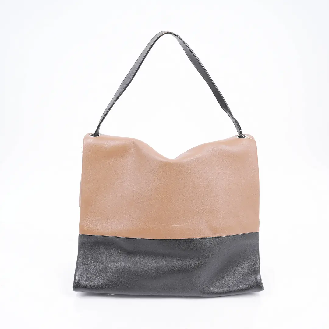 Celine All Soft Brown Black Leather Shoulder Bag