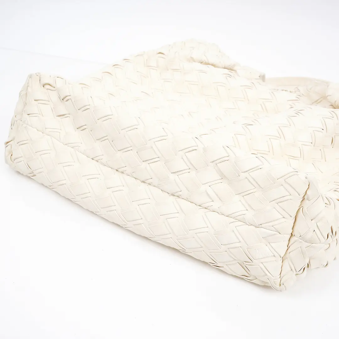 Miu Miu Woven Leather White Tote Bag