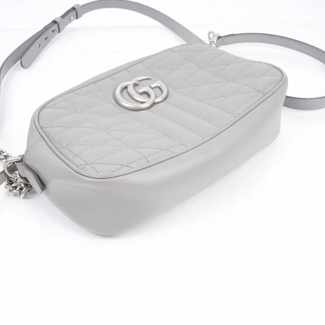 Gucci GG Marmont Gray Leather Shoulder Bag