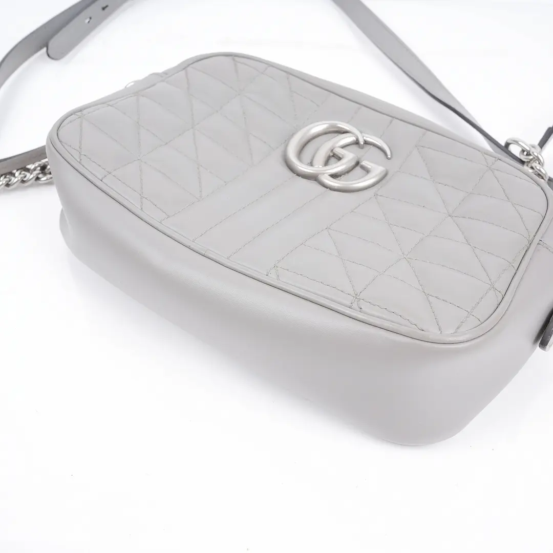 Gucci GG Marmont Gray Leather Shoulder Bag