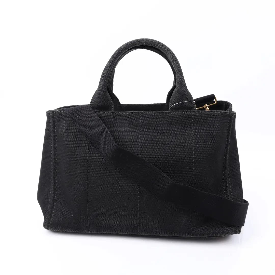 Prada Canapa Black Canvas Tote Bag