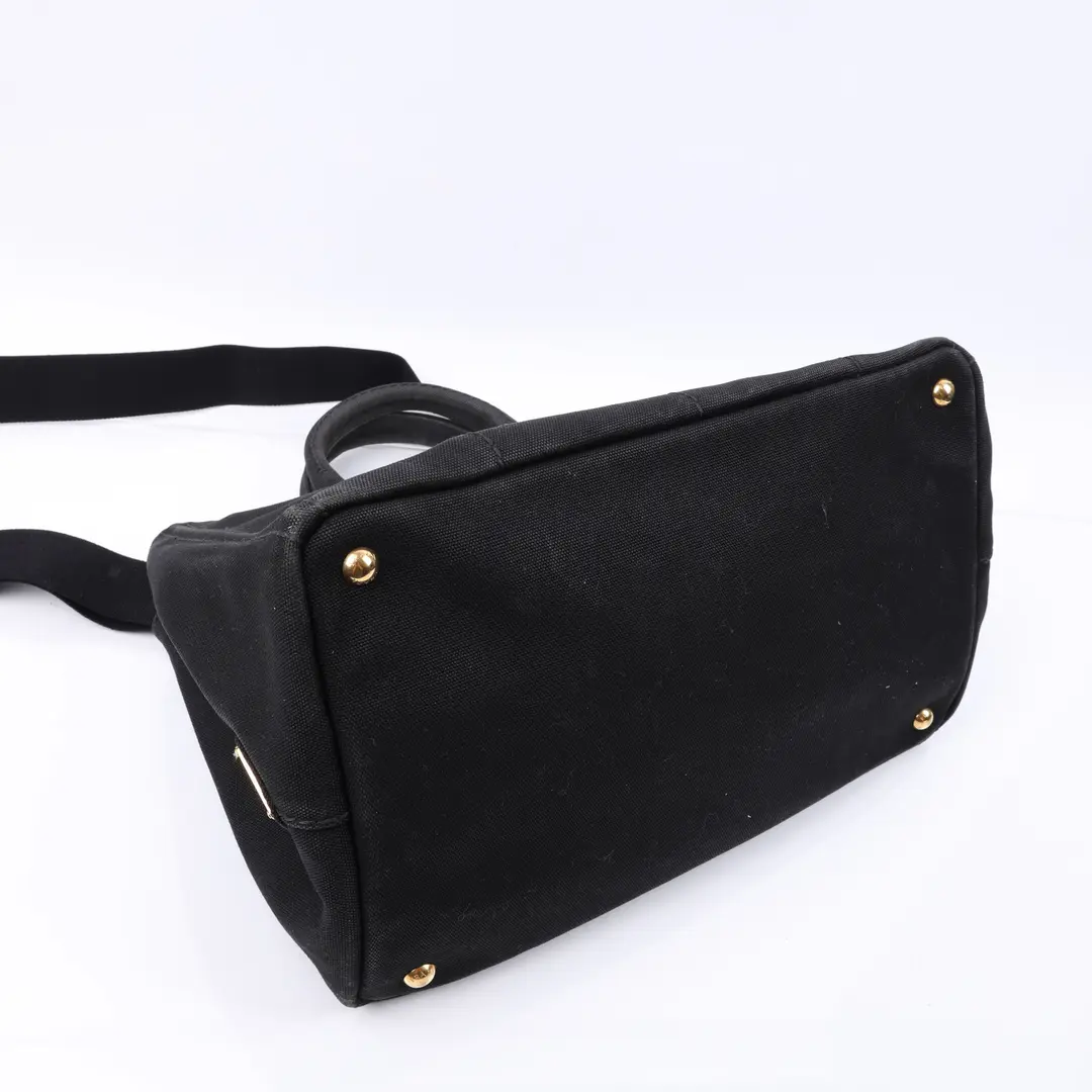 Prada Canapa Black Canvas Tote Bag