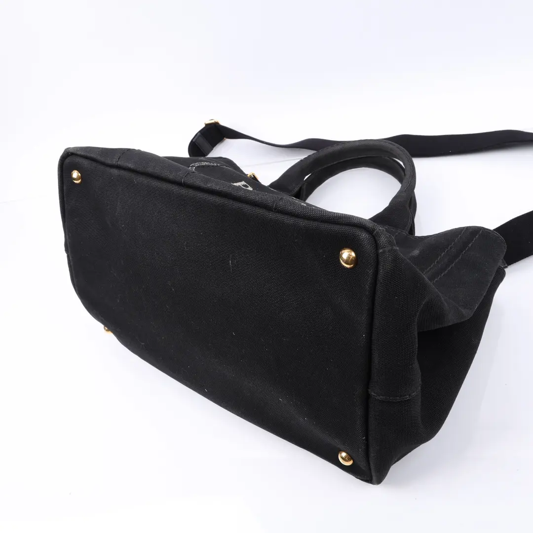Prada Canapa Black Canvas Tote Bag