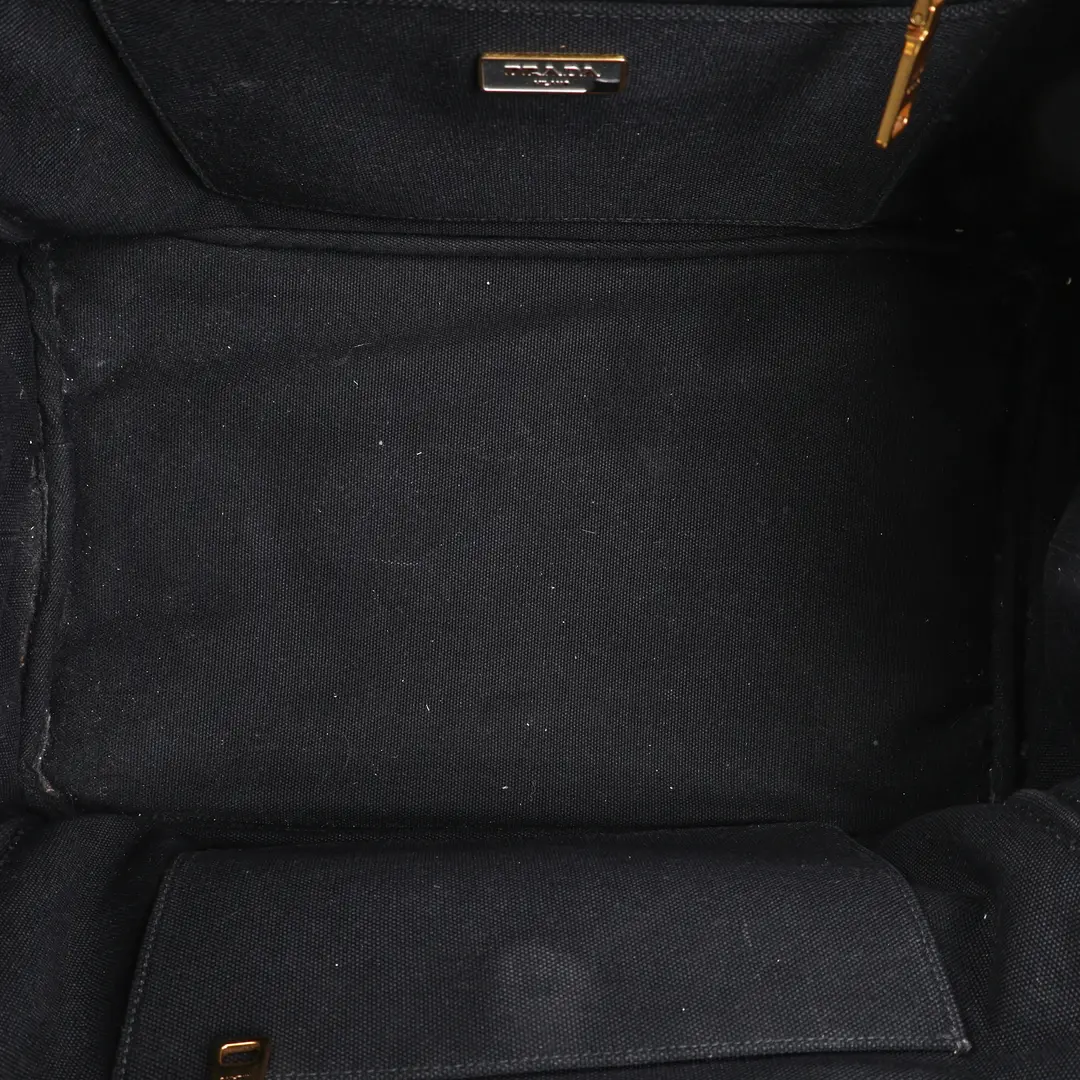 Prada Canapa Black Canvas Tote Bag