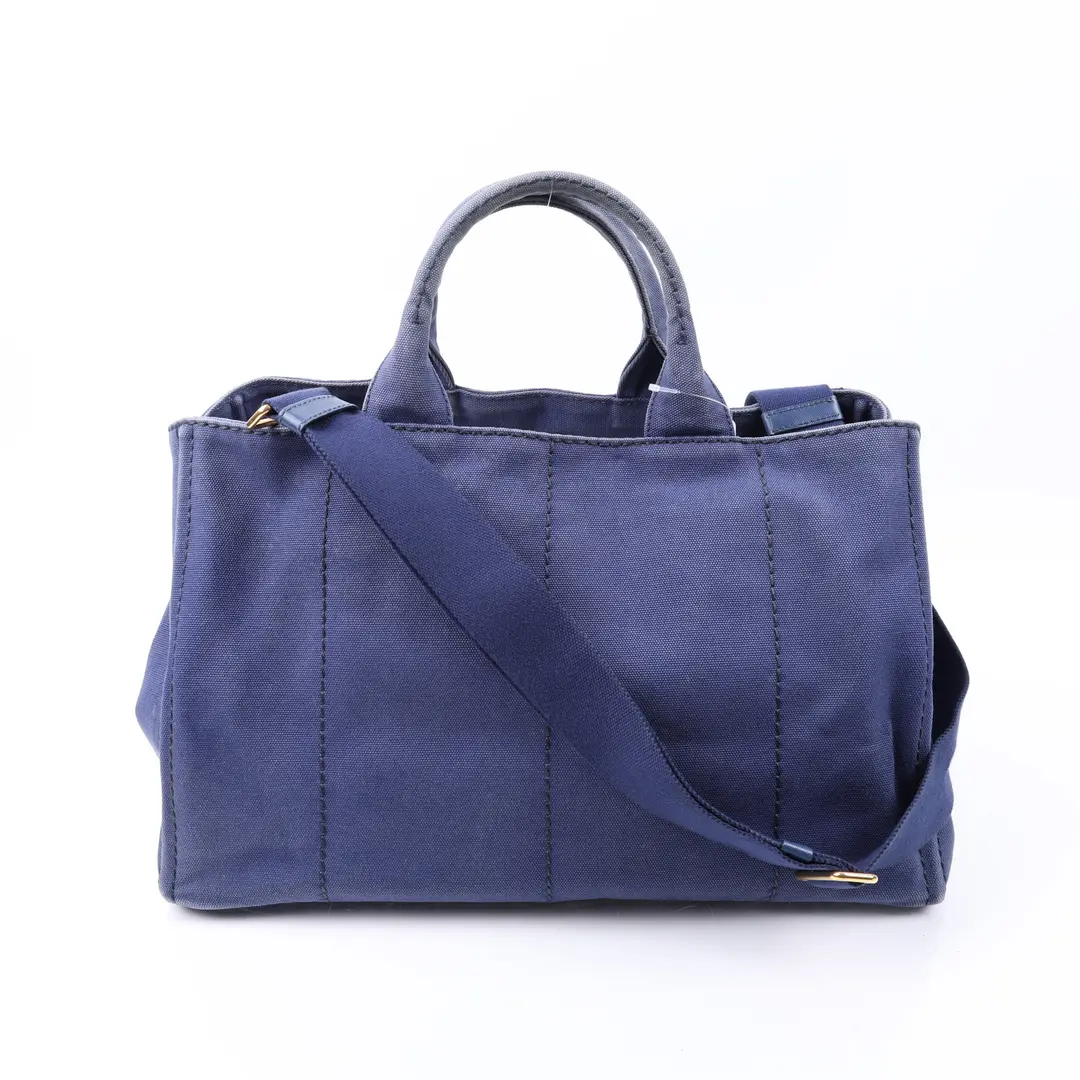 Prada Canapa Blue Canvas Tote Bag