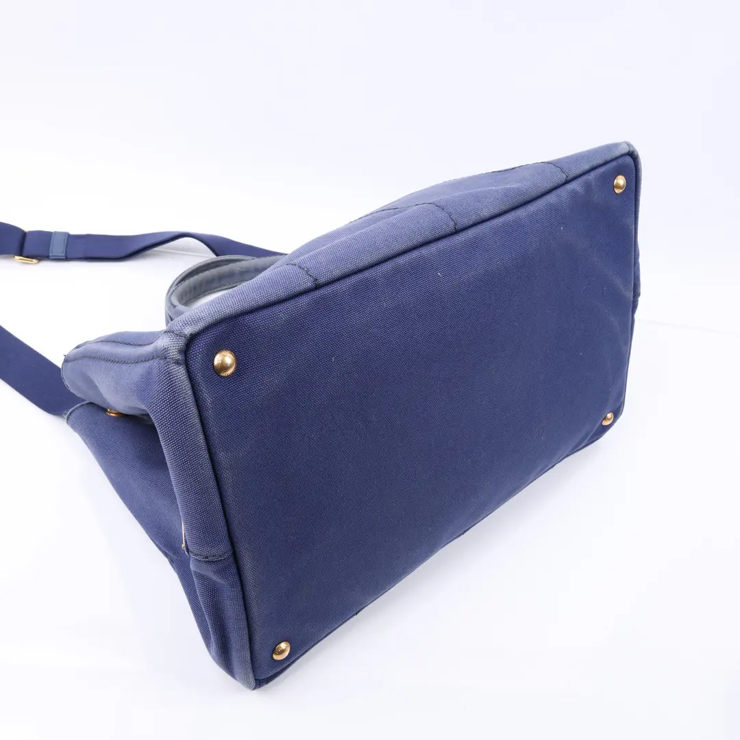Prada Canapa Blue Canvas Tote Bag