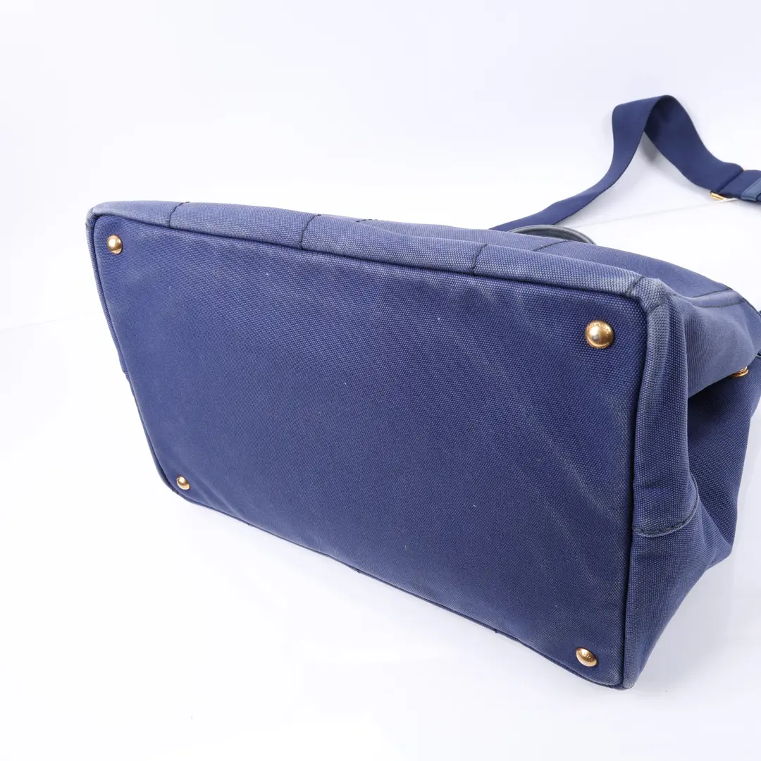 Prada Canapa Blue Canvas Tote Bag