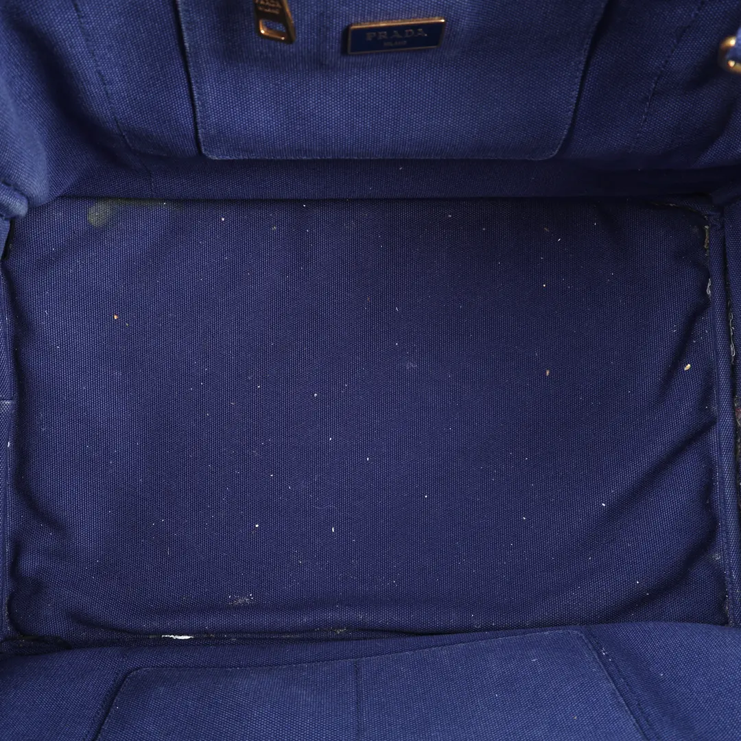 Prada Canapa Blue Canvas Tote Bag