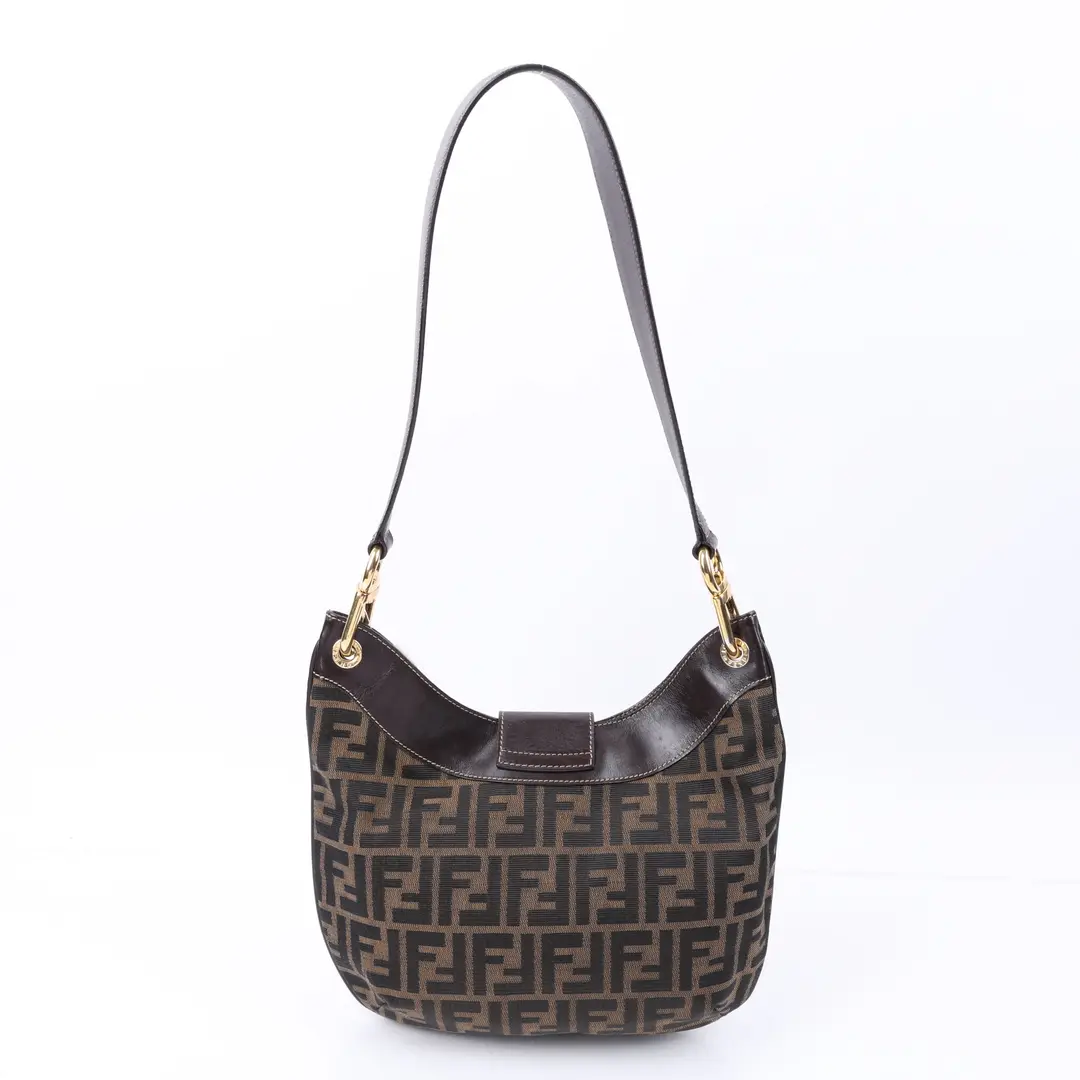 Fendi Zucca Brown Canvas Shoulder Bag