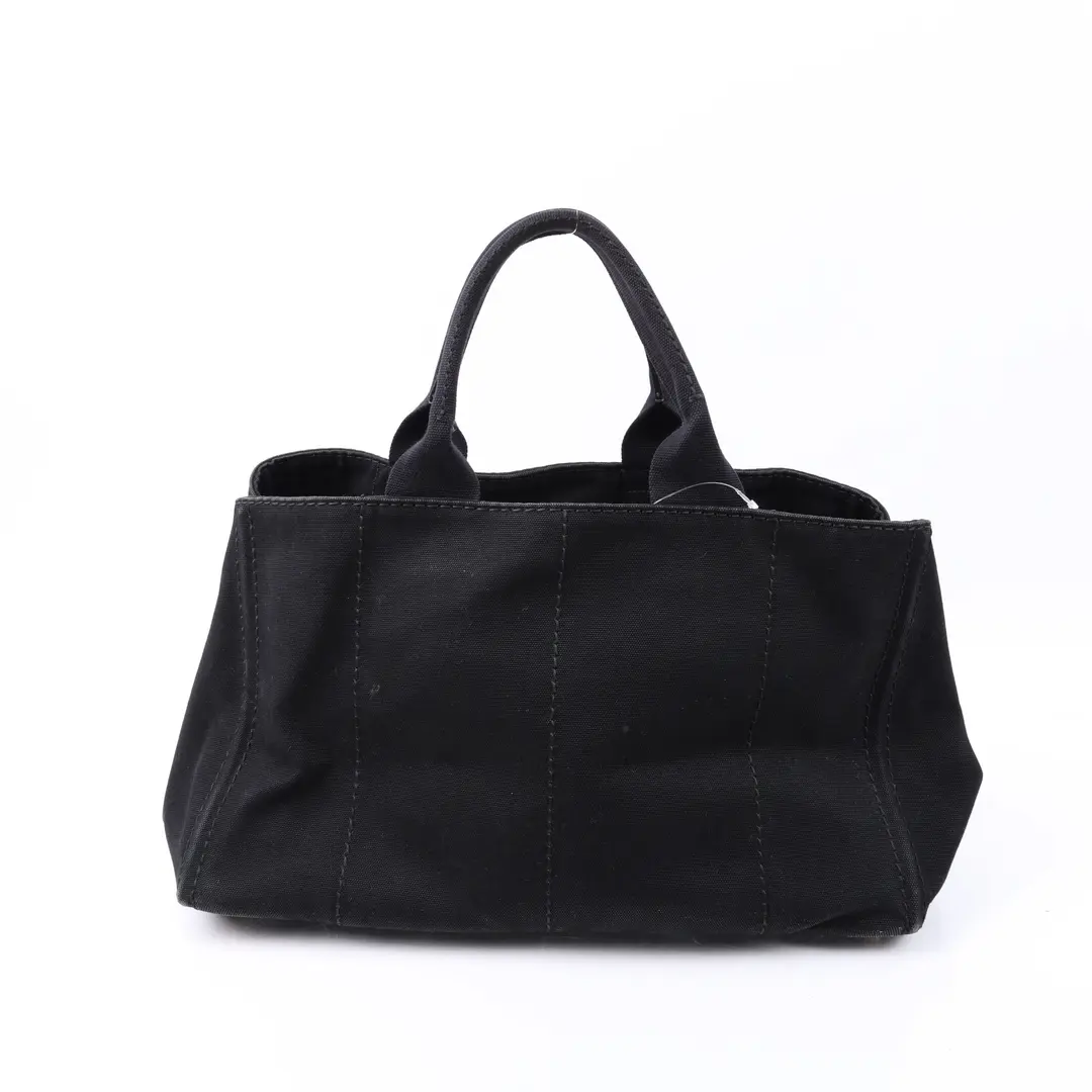 Prada Canapa Black Canvas Tote Bag