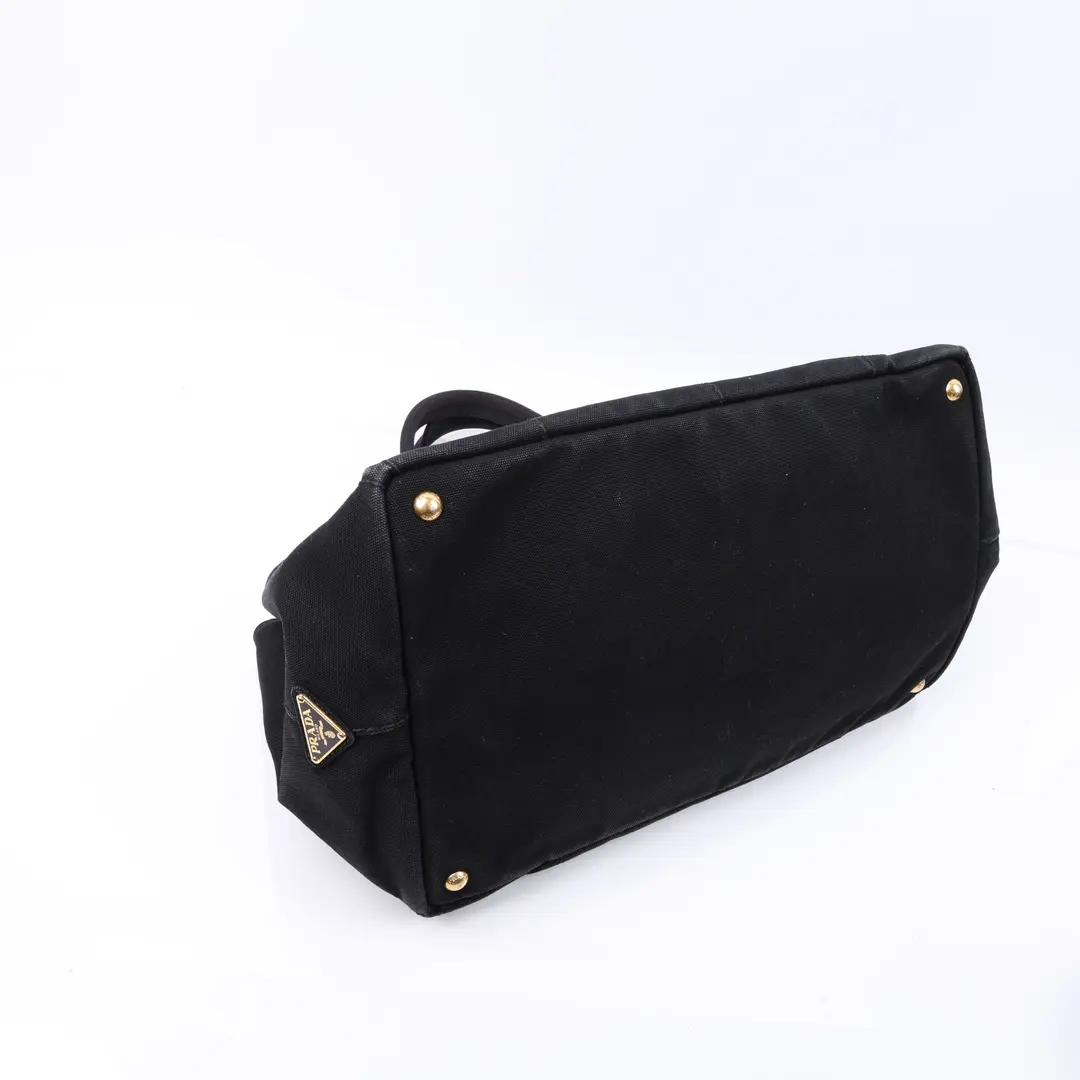 Prada Canapa Black Canvas Tote Bag