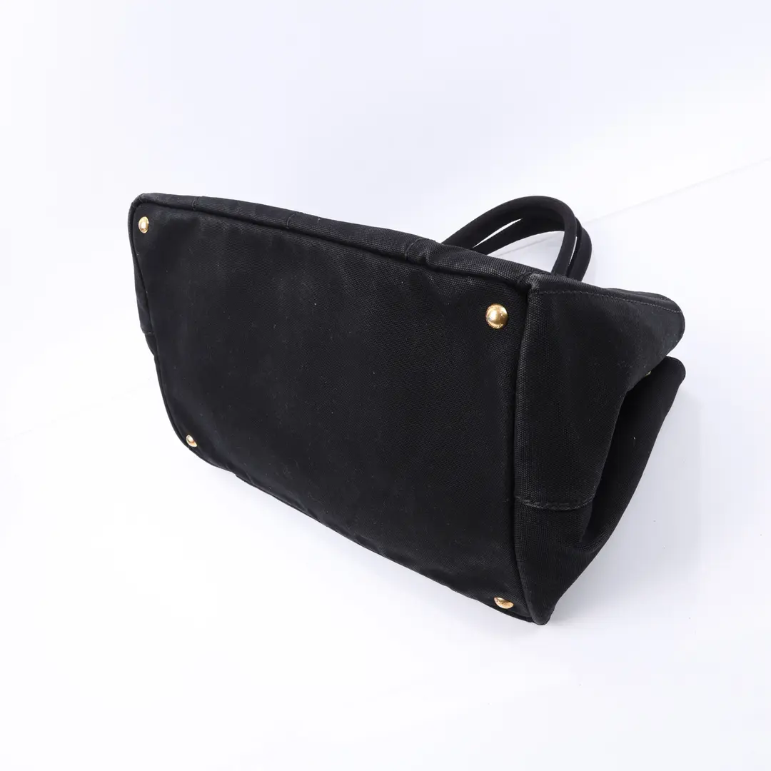 Prada Canapa Black Canvas Tote Bag