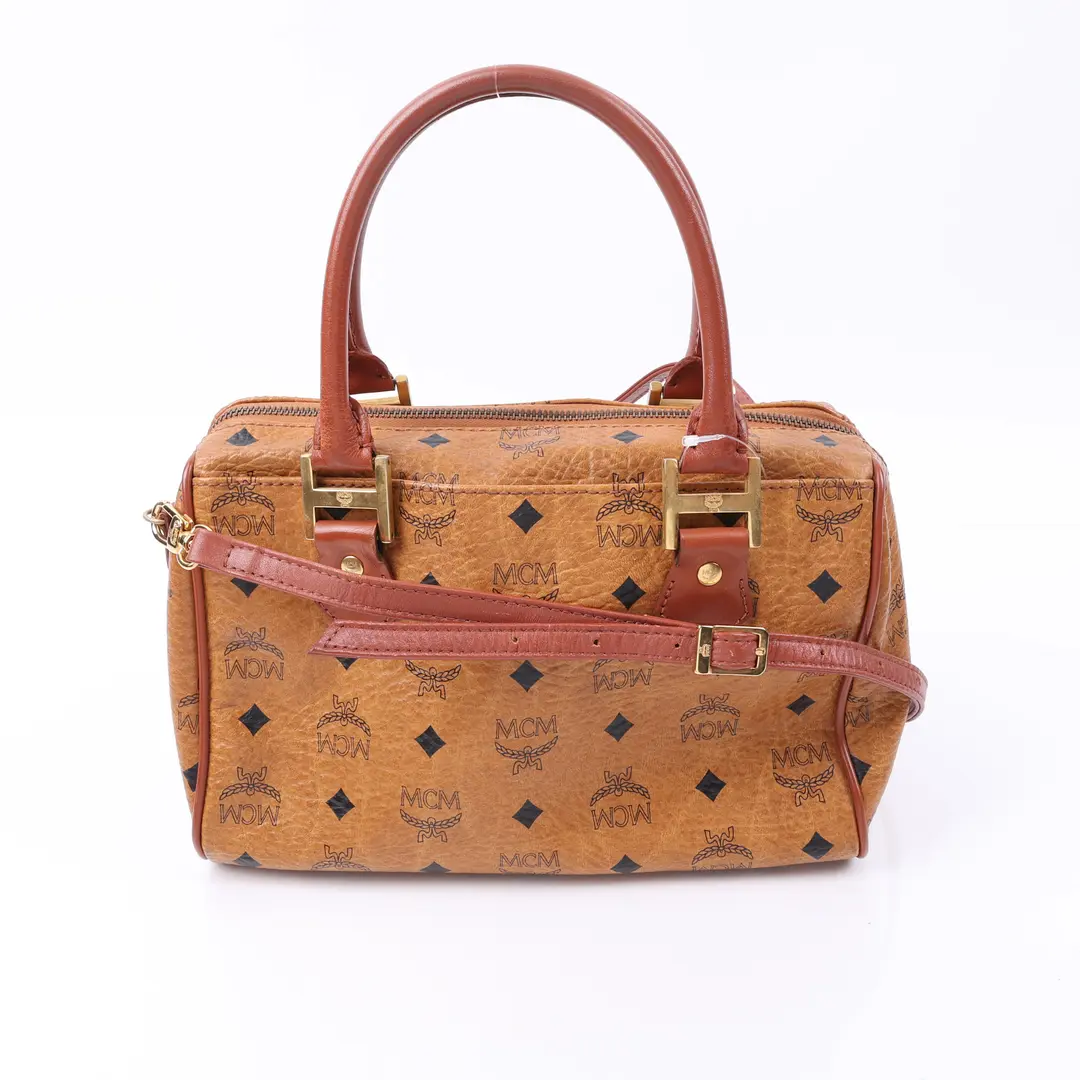MCM Boston Bag Brown Visetos Canvas