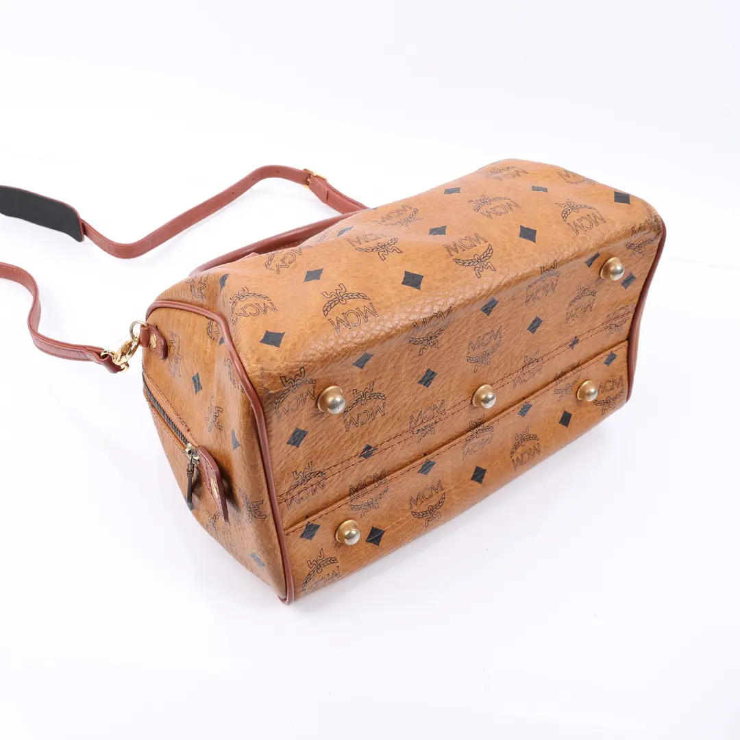 MCM Boston Bag Brown Visetos Canvas