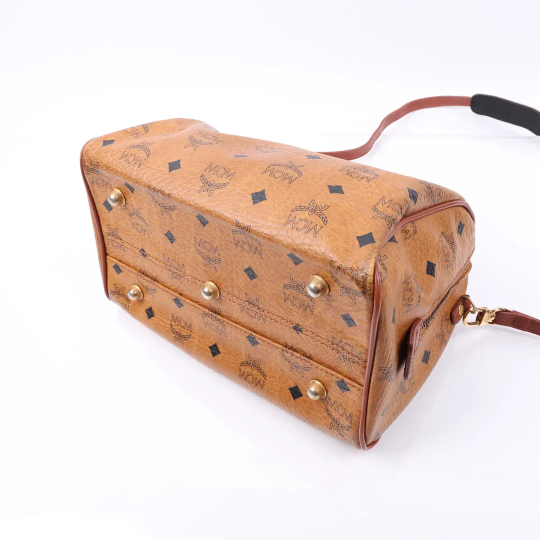 MCM Boston Bag Brown Visetos Canvas