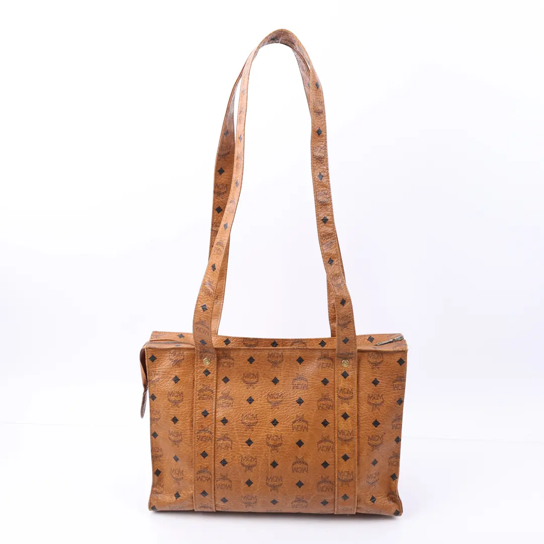 MCM Visetos Brown Canvas Shoulder Bag