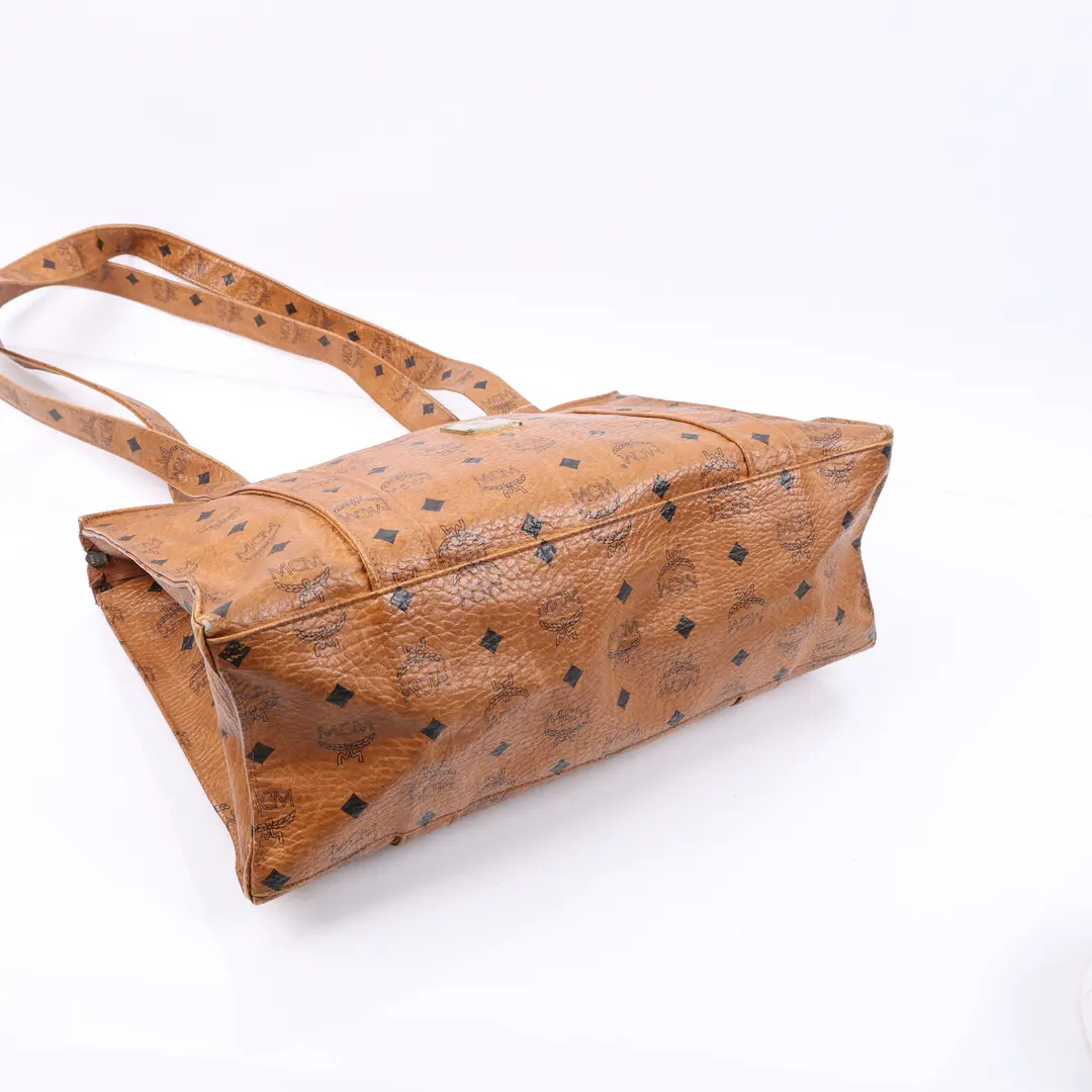 MCM Visetos Brown Canvas Shoulder Bag