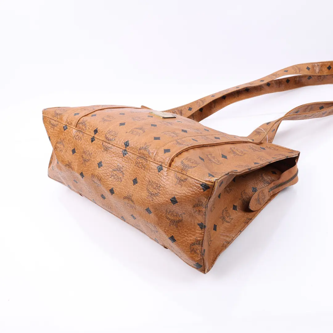 MCM Visetos Brown Canvas Shoulder Bag