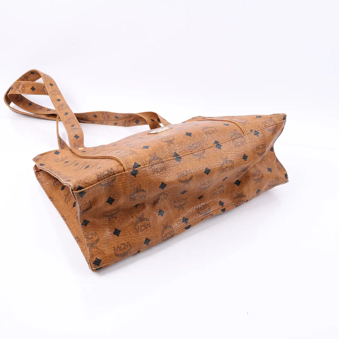 MCM Visetos Brown Coated Canvas Shoulder Bag