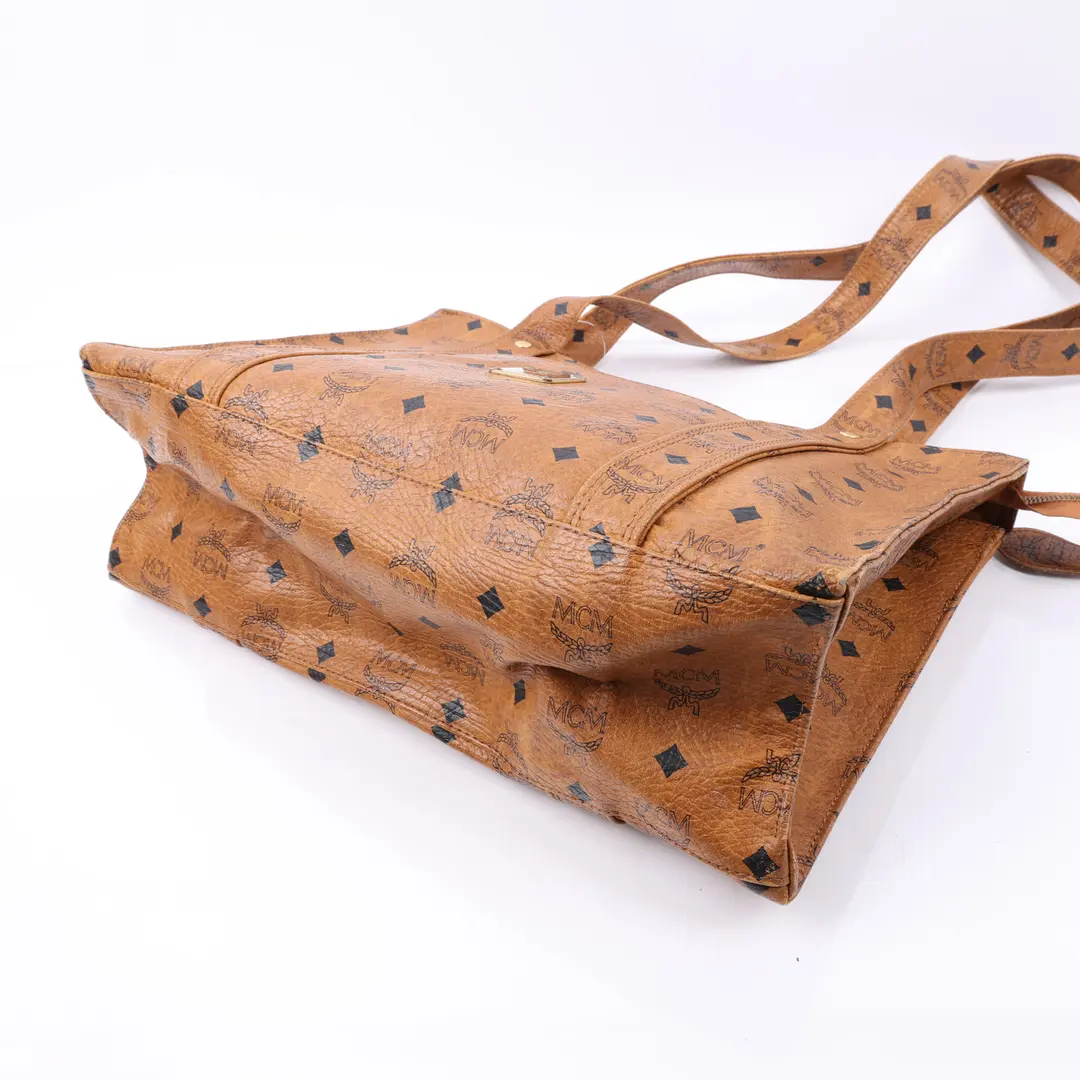 MCM Visetos Brown Coated Canvas Shoulder Bag