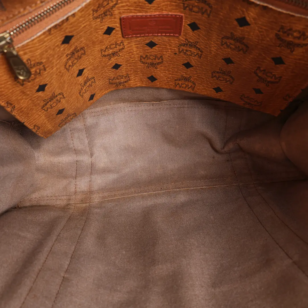 MCM Visetos Brown Coated Canvas Shoulder Bag