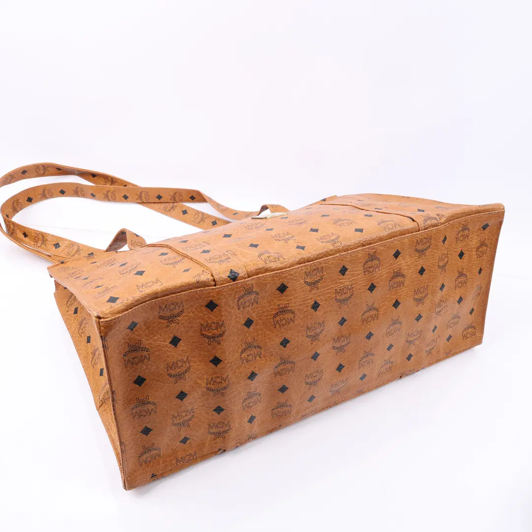 MCM Visetos Brown Canvas Tote Bag