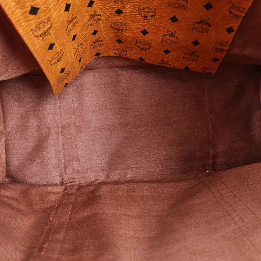 MCM Visetos Brown Canvas Tote Bag