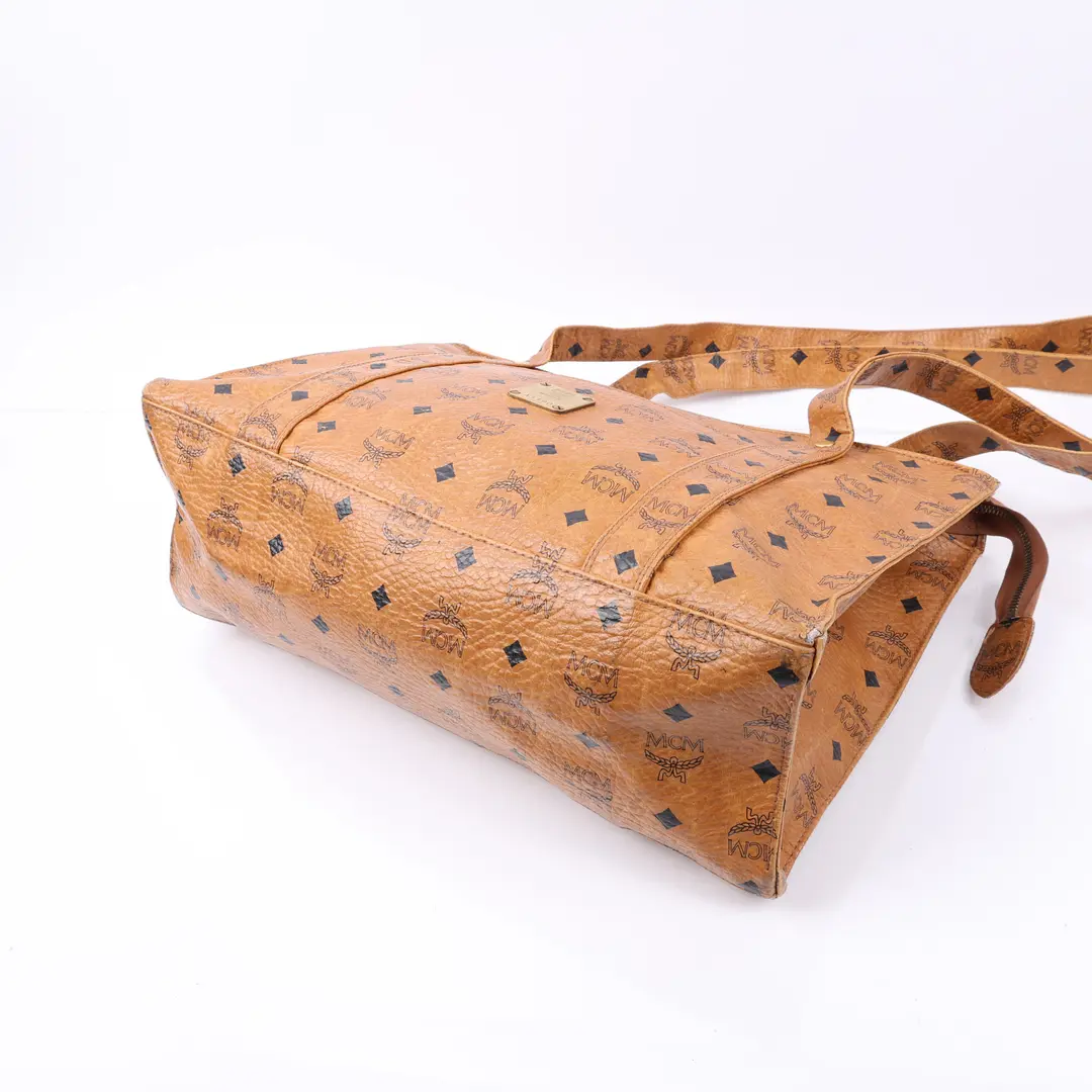 MCM Visetos Brown Coated Canvas Shoulder Bag
