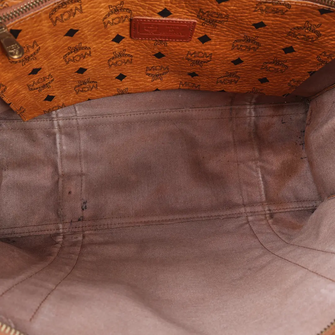 MCM Visetos Brown Coated Canvas Shoulder Bag