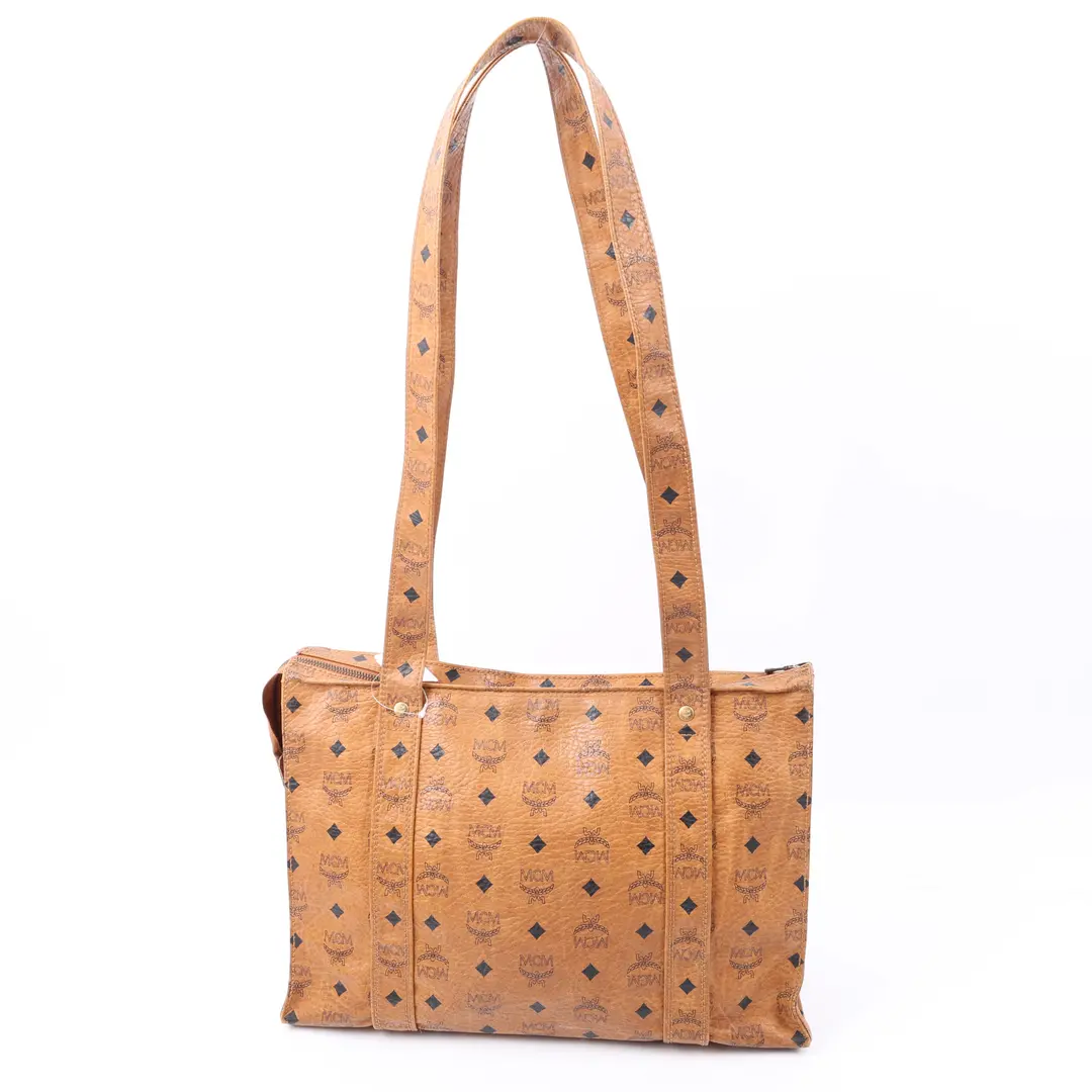 MCM Visetos Brown Canvas Shoulder Bag