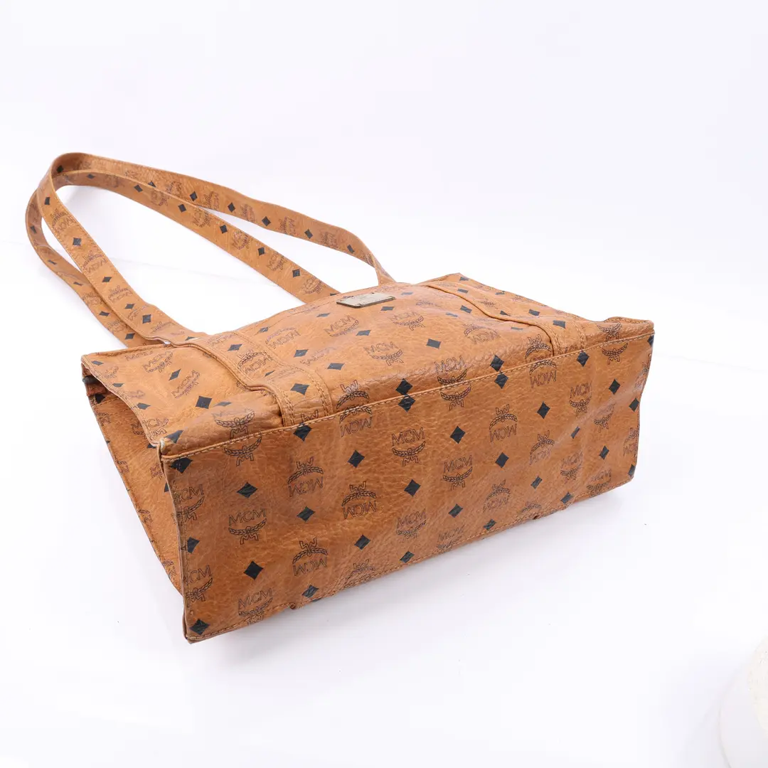 MCM Visetos Brown Canvas Shoulder Bag