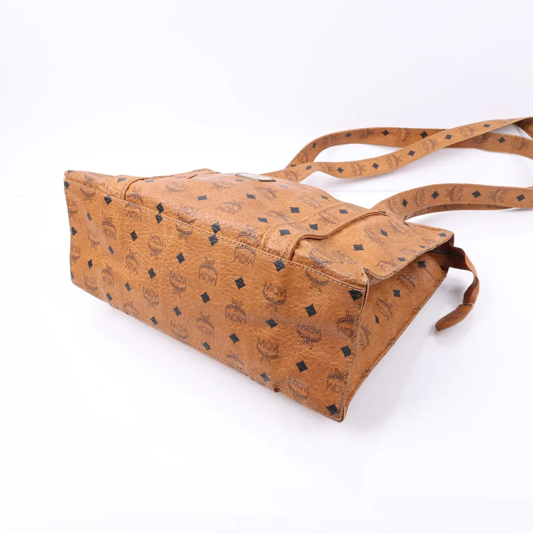MCM Visetos Brown Canvas Shoulder Bag