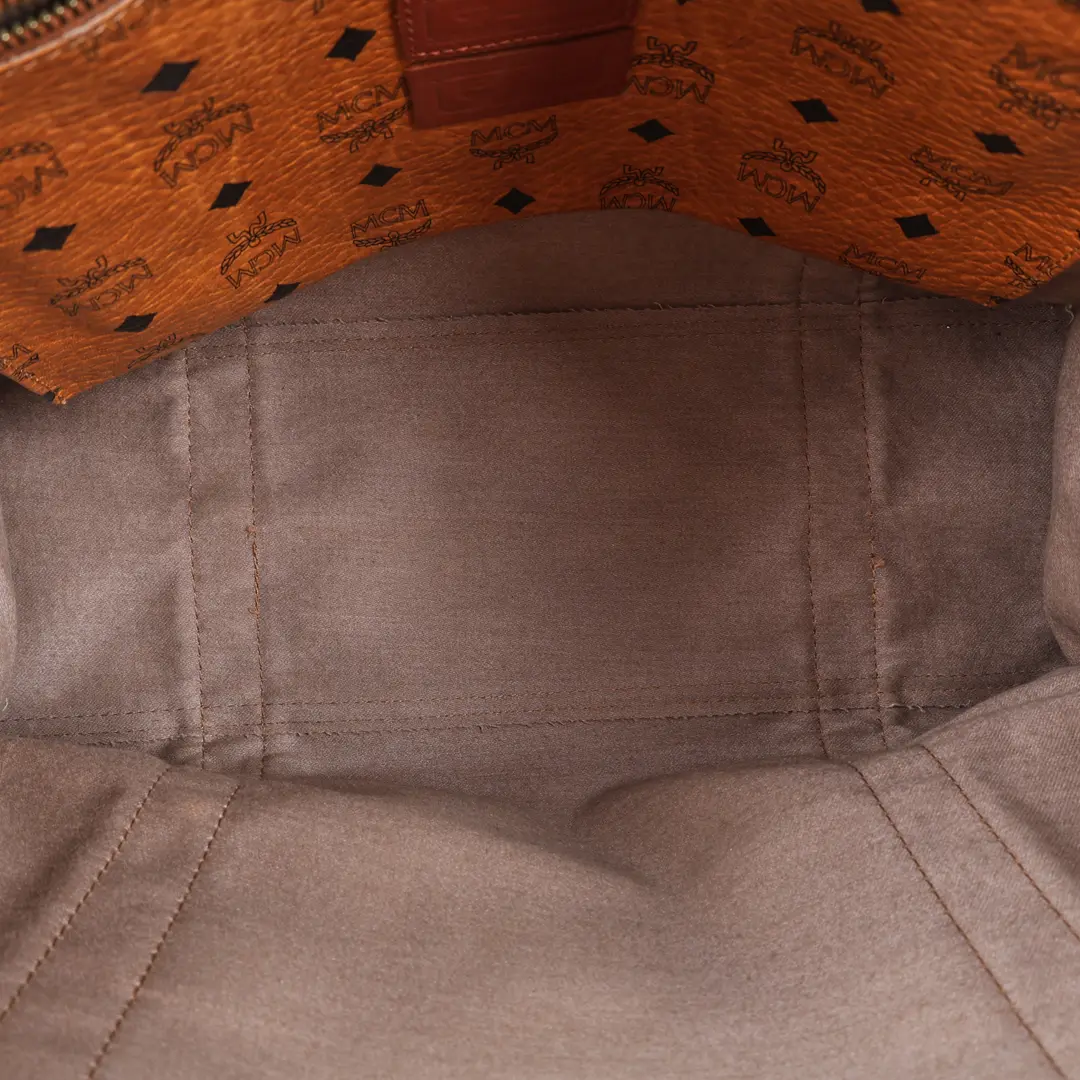 MCM Visetos Brown Canvas Shoulder Bag