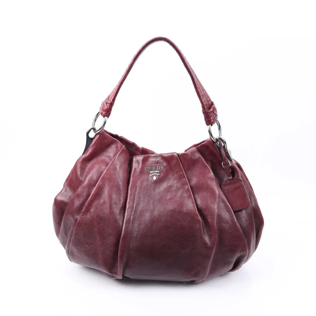 Prada Gauffre Red Leather Shoulder Bag