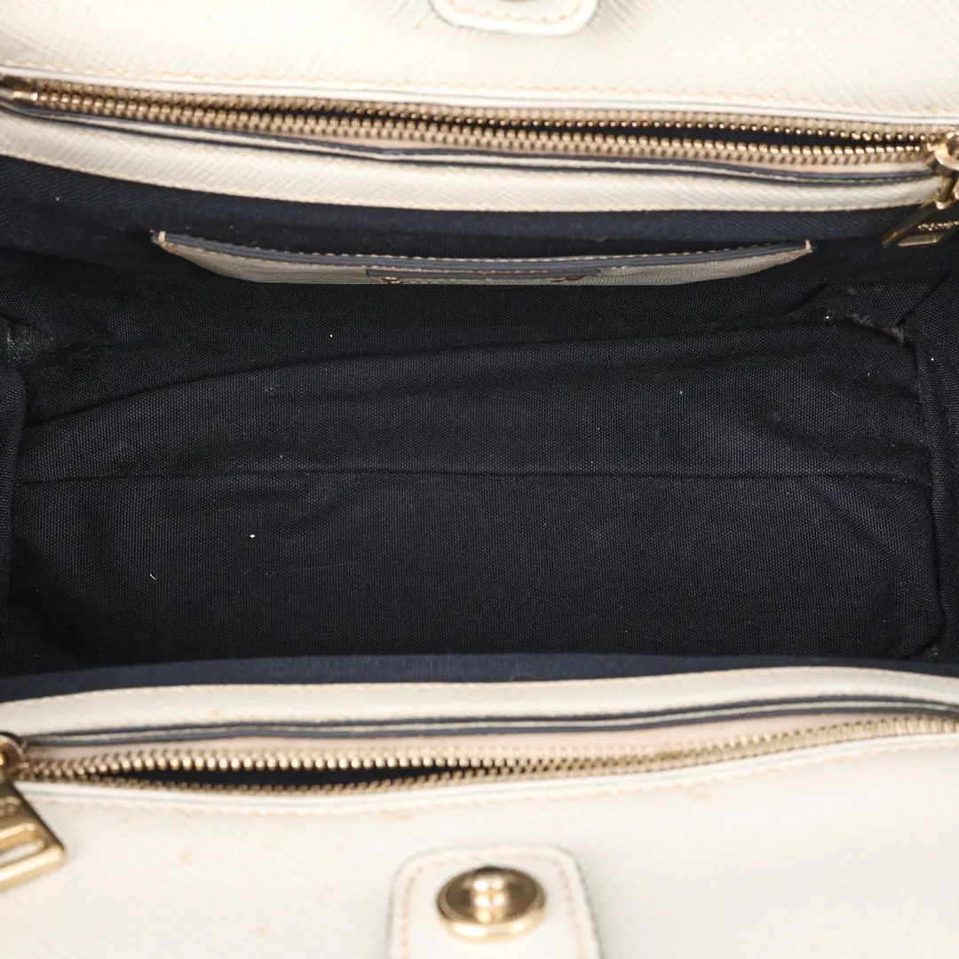 Prada Saffiano Trim Canvas Black White Shoulder Bag