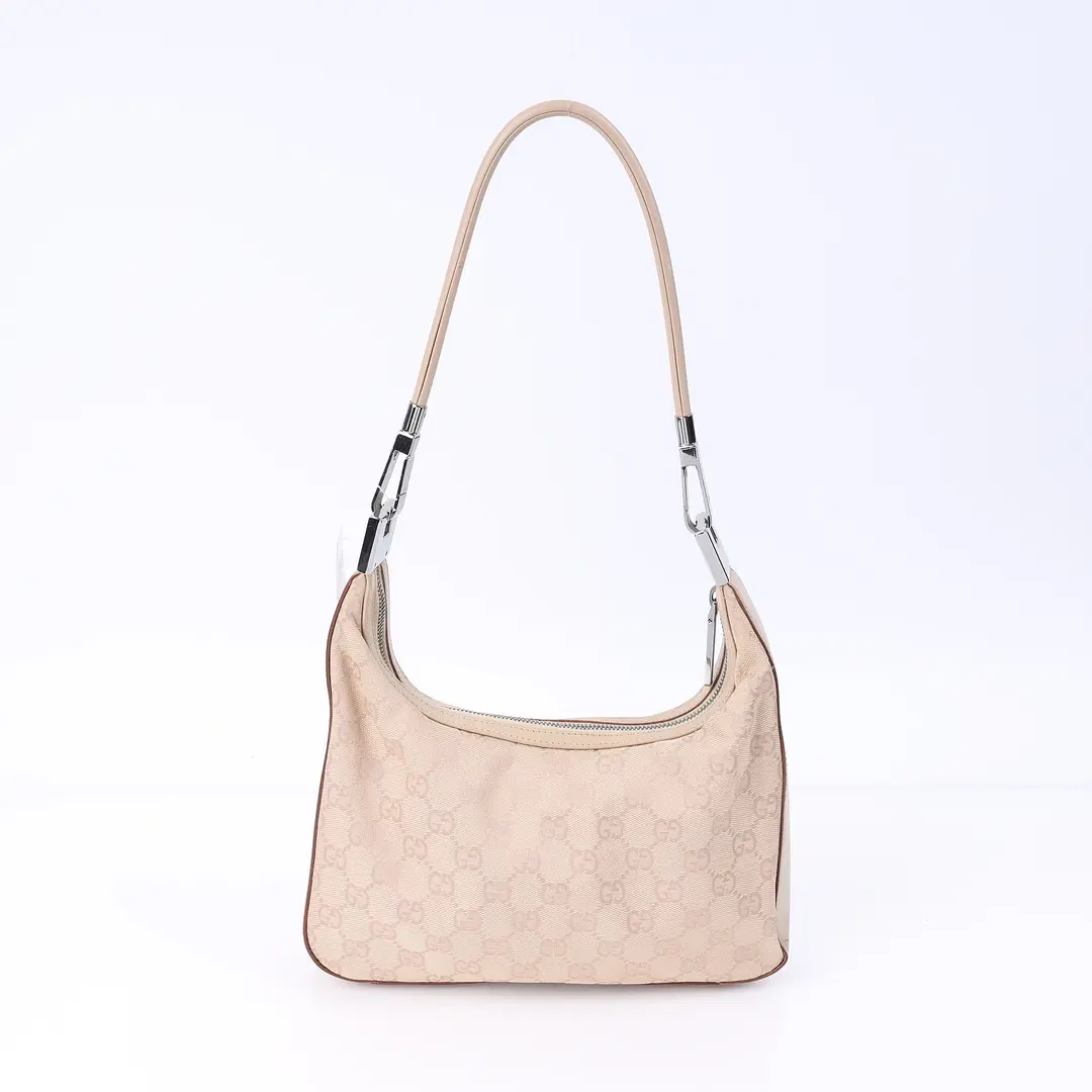Gucci GG Canvas Beige Leather Shoulder Bag
