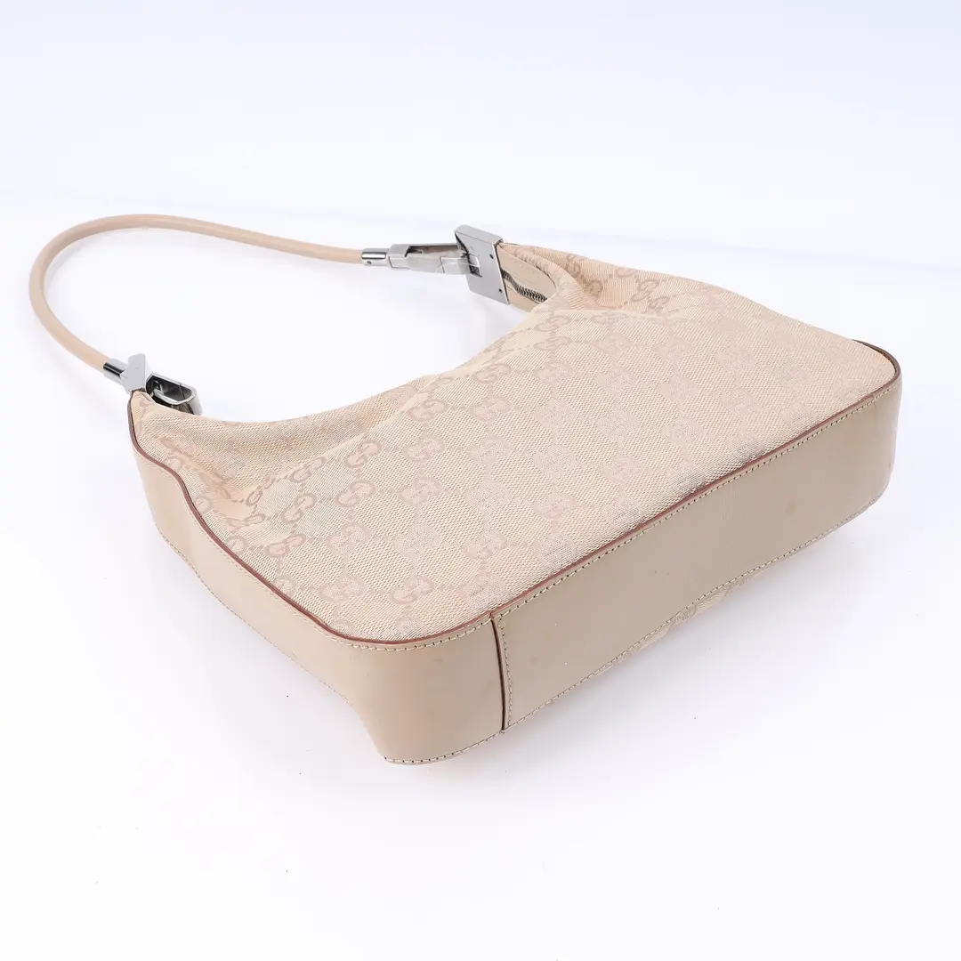 Gucci GG Canvas Beige Leather Shoulder Bag