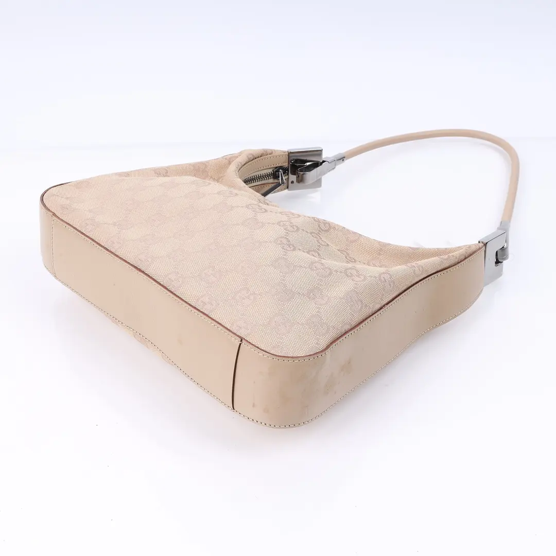 Gucci GG Canvas Beige Leather Shoulder Bag