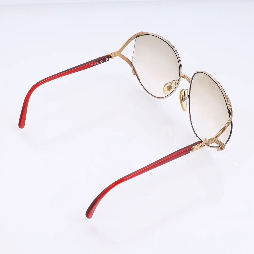 Dior Vintage 2250 Red Gold Metal Sunglasses