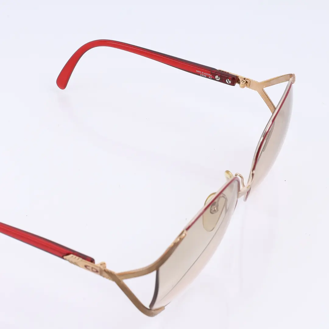 Dior Vintage 2250 Red Gold Metal Sunglasses
