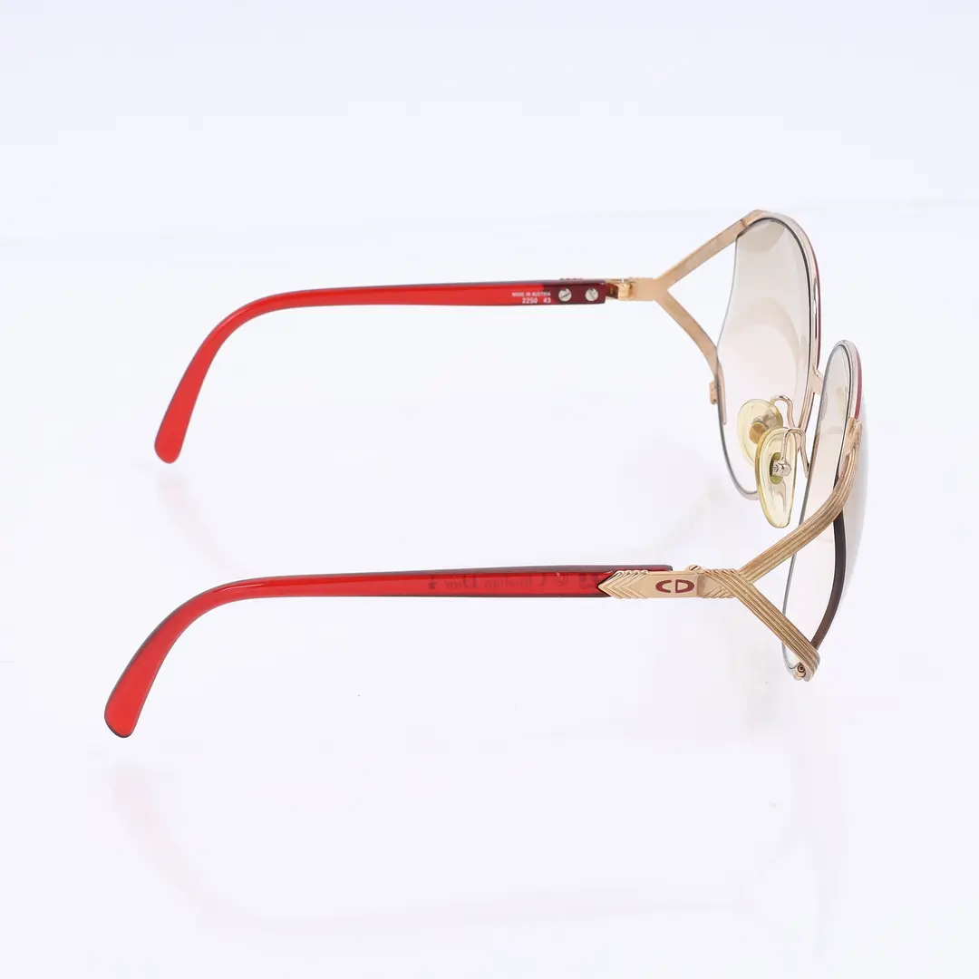 Dior Vintage 2250 Red Gold Metal Sunglasses